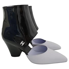 Chanel-Chanel ankle boots in black patent and lavender violet leather 20C-Multiple colors