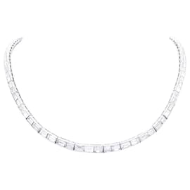 inconnue-Platinum river necklace, chopsticks diamonds.-Other