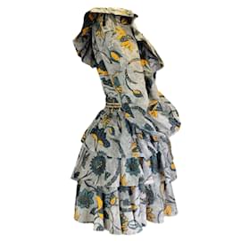 Autre Marque-Ulla Johnson Mehrfarbiges Giselle-Kleid mit Portofino-Print-Mehrfarben