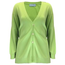 Autre Marque-Michael Gabriel Lime Green Avatar Knit Oversized Long Sleeved Cashmere Button-down Cardigan Sweater-Green