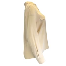 Autre Marque-Nili Lotan Tan Ninette Silk Shirt in Honey-Camel