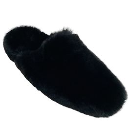 Balenciaga Black Faux Fur Teddy Mules Black