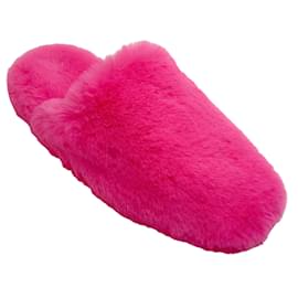 Balenciaga-Sabot Teddy in pelliccia sintetica rosa fluo di Balenciaga-Rosa