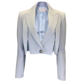 Alexander McQueen Hellblau 2022 Kurzer Wollblazer Blau