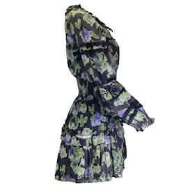 Autre Marque-LoveShackFancy Deep Blue Trace Print Clarkie Mini Dress-Multiple colors