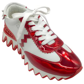 Christian Louboutin-Christian Louboutin White / Red Loubishark Sneakers-Red