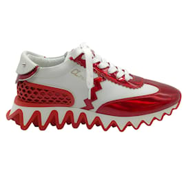 Christian Louboutin-Christian Louboutin White / Red Loubishark Sneakers-Red