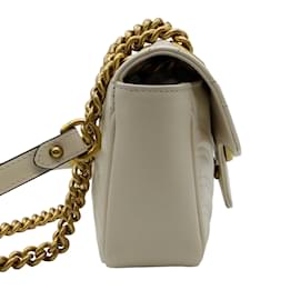 Gucci-Gucci Cream Leather GG Marmont Shoulder Bag-Cream