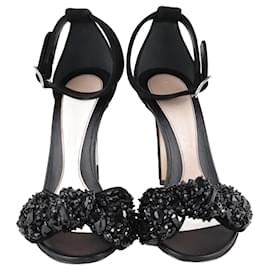 Autre Marque-Alexander McQueen Sandálias pretas com tira no tornozelo e laço de joia-Preto