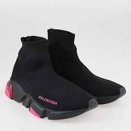 Balenciaga-Balenciaga Nero/Allenatore di velocità rosa 2.0 Sneaker a calzino-Nero