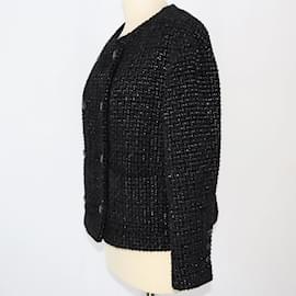 Chanel-Chanel Black Tweed lined Breasted Jacket-Black