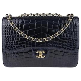 Chanel-Chanel Deep Blue Jumbo Classic Single Flap Bag-Blue