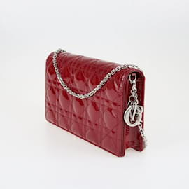 Christian Dior-Christian Dior Red Cannage Lady Dior Pouch-Red