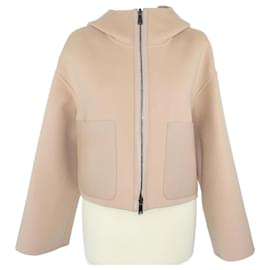 Fendi-Fendi Beige Reversible FF Motif Hooded Jacket-Beige