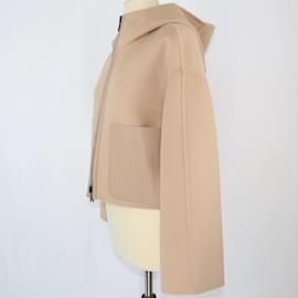 Fendi-Fendi Veste à capuche réversible beige à motif FF-Beige