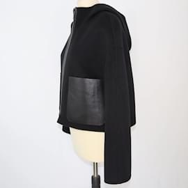 Fendi-Fendi Black/Veste à capuche réversible marron à motif FF-Noir