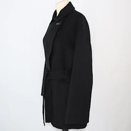 Hermès-Hermes Black Belted Short Coat-Black