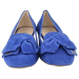 Prada-Prada Chaussures plates à nœud bleu-Bleu