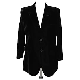 Saint Laurent-Saint Laurent Blazer noir à détails de poches en velours-Noir