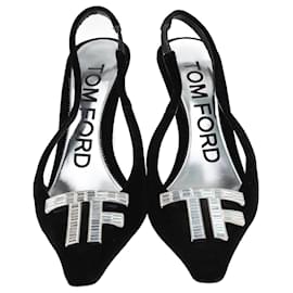 Tom Ford-Tom Ford Black Crystal TF Slingback Pumps-Black