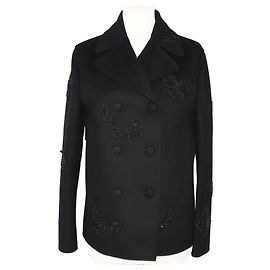 Valentino Black Butterfly gefütterte Brustjacke Schwarz