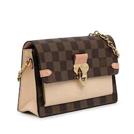 Louis Vuitton-Carteira Louis Vuitton Damier Ebene Vavin marrom em bolsa crossbody com corrente-Marrom