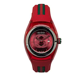 Gucci-Reloj sincronizado de caucho y cuarzo rojo Gucci-Roja