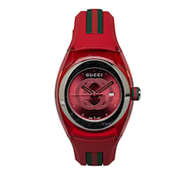 Gucci-Relógio de sincronização de borracha de quartzo vermelho Gucci-Vermelho