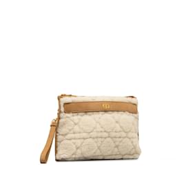 Dior-Beige Dior Large Shearling Caro Pouch Clutch Bag-Beige