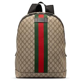 Gucci-Brown Gucci GG Supreme Web Backpack-Brown