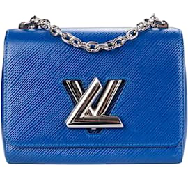 Louis Vuitton-Bolsa Louis Vuitton Blue Epi Leather Twist PM Crossbody-Azul