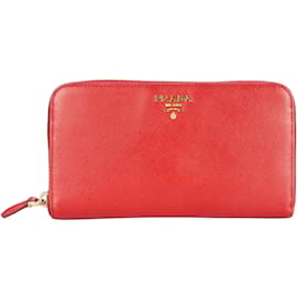 Louis Vuitton-Portefeuille long en cuir Saffiano rouge Prada-Rouge