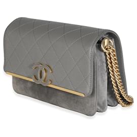Chanel-Chanel Grey Quilted Caviar Wildleder Coco Flap Bag-Grau