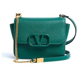Valentino-Bolsa pequena de couro verde Valentino VLogo 2020-Verde