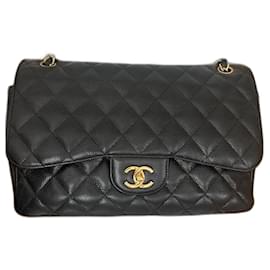 Chanel-JUMBO - Chanel embossed calf leather "caviar"-Black