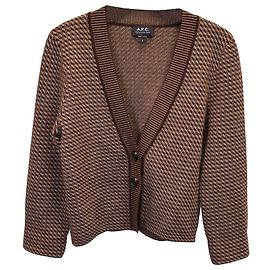 Apc EIN.P.C. Annie gemusterter Cardigan aus brauner Schurwolle Braun