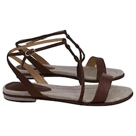 Alexandre Birman-Alexandre Birman Braided Flat Sandals in Brown calf leather Leather-Brown