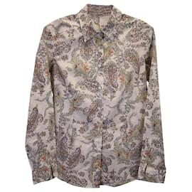 Etro-Etro Paisley-Print Button-Up Shirt in White Cotton-White