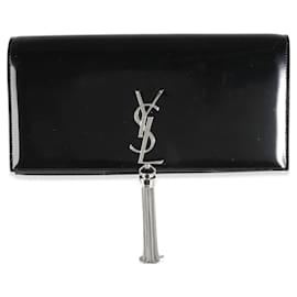 Saint Laurent-Saint Laurent Black Brushed Leather Kate Tassel Clutch-Black