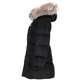 Prada-Prada Down Jacket with Fur Hood in Black Nylon-Black