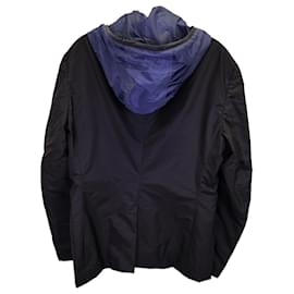 Prada-Prada Blazer-Style Hoodie Jacket in Black Polyamide-Black