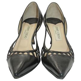 Jimmy Choo-Zapatos de tacón Delilah con aberturas Jimmy Choo en cuero negro-Negro