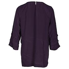 Miu Miu-Miu Miu Long-Sleeve Ruffled Top in Purple Silk-Purple