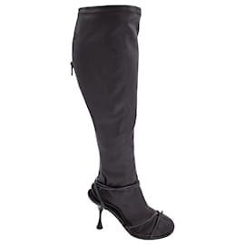 Bottega Veneta-Bottega Veneta Dot Knee-High Boots in Brown Lambskin Leather-Brown