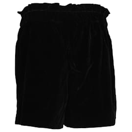 Red Valentino-Red Valentino Elastic-Waist Shorts in Black Velvet-Black