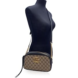 Gucci-Beige Monogram Small GG Marmont Zip Around Shoulder Bag-Beige