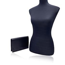 Yves Saint Laurent-Vintage schwarz Leder YSL Logo Handtasche Kupplung-Schwarz