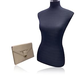 Yves Saint Laurent-Bolsa clutch vintage de couro bege-Bege