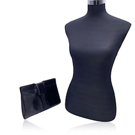 Yves Saint Laurent-Vintage Schwarze Leder Clutch Pochette Handtasche-Schwarz