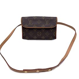 Louis Vuitton-Bolso florentino de lona con monograma y cinturón-Castaño